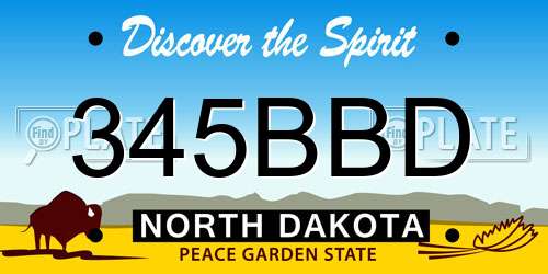 345BBD North Dakota License Plate