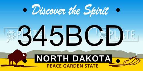 345BCD North Dakota License Plate