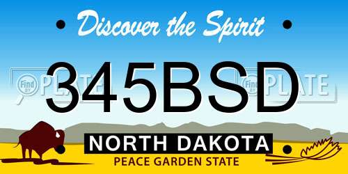 345BSD North Dakota License Plate