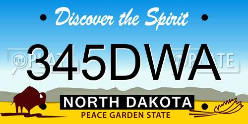 345DWA North Dakota License Plate