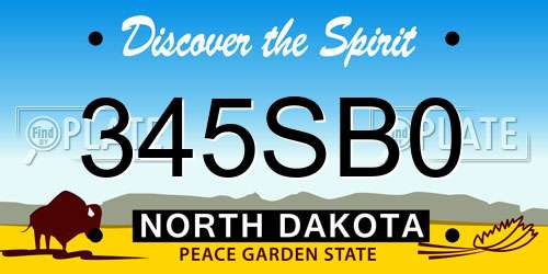 345SB0 North Dakota License Plate