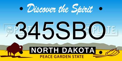 345SBO North Dakota License Plate