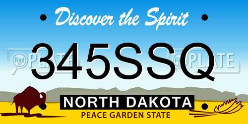 345SSQ North Dakota License Plate