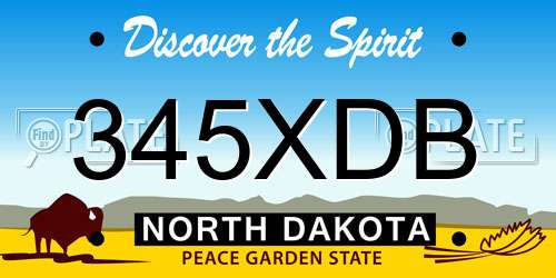 345XDB North Dakota License Plate
