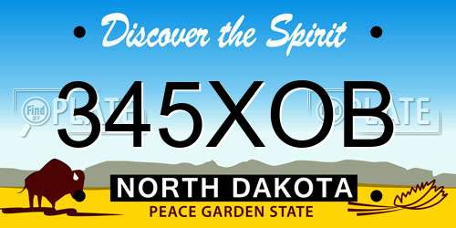 345XOB North Dakota License Plate