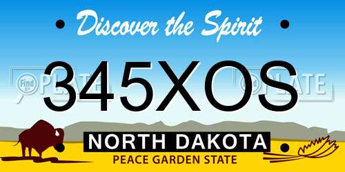 345XOS North Dakota License Plate