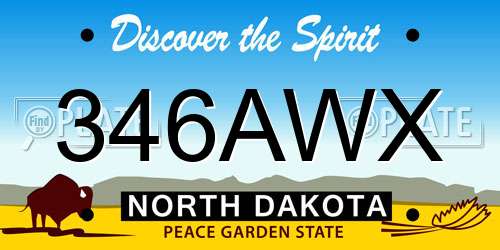 346AWX North Dakota License Plate