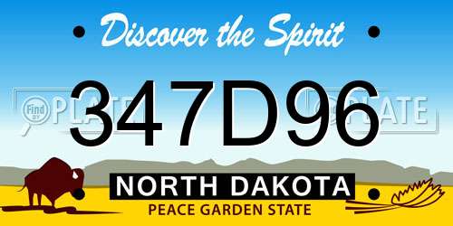 347D96 North Dakota License Plate