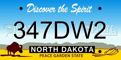 347DW2 North Dakota License Plate