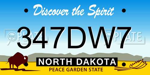 347DW7 North Dakota License Plate