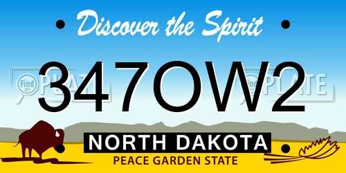 347OW2 North Dakota License Plate