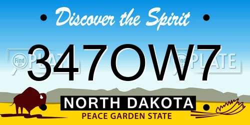 347OW7 North Dakota License Plate