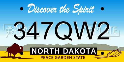 347QW2 North Dakota License Plate