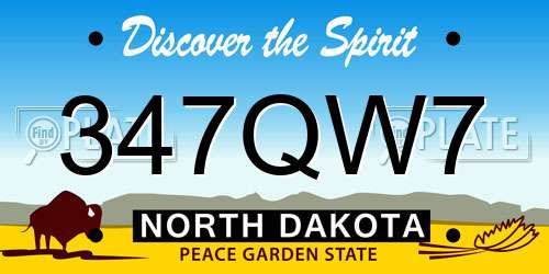 347QW7 North Dakota License Plate