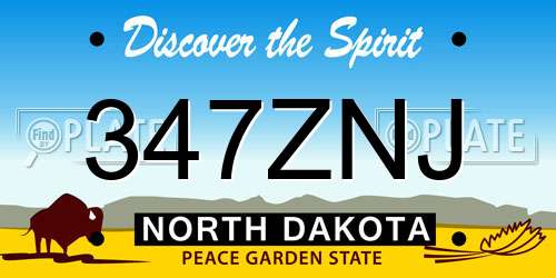 347ZNJ North Dakota License Plate