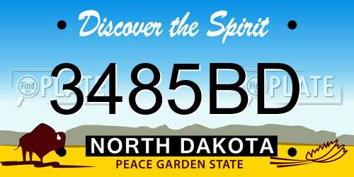 3485BD North Dakota License Plate