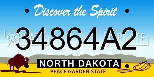 34864A2 North Dakota License Plate