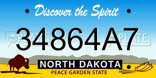 34864A7 North Dakota License Plate