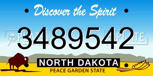 3489542 North Dakota License Plate