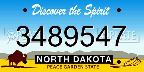 3489547 North Dakota License Plate