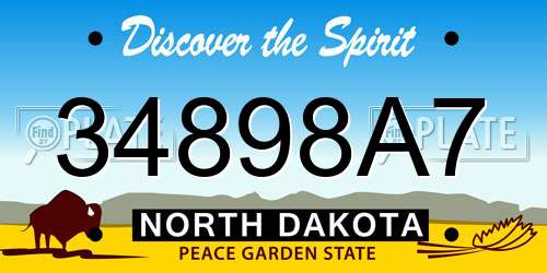 34898A7 North Dakota License Plate