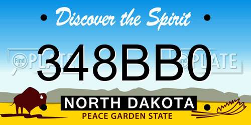 348BB0 North Dakota License Plate