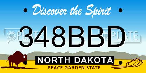 348BBD North Dakota License Plate