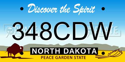 348CDW North Dakota License Plate