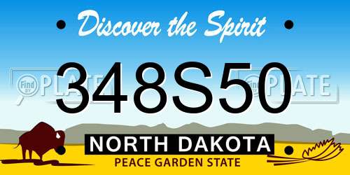 348S50 North Dakota License Plate