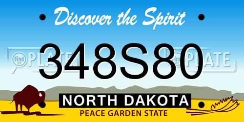 348S80 North Dakota License Plate