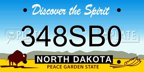 348SB0 North Dakota License Plate