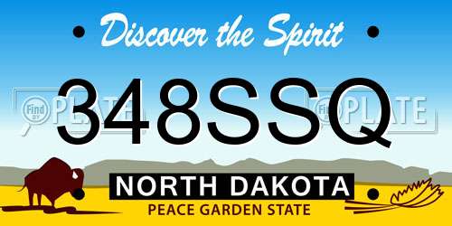 348SSQ North Dakota License Plate