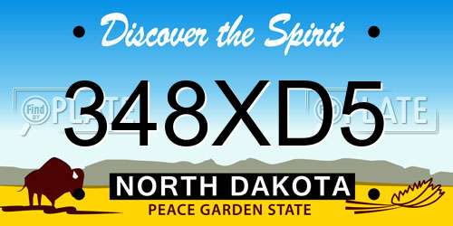 348XD5 North Dakota License Plate