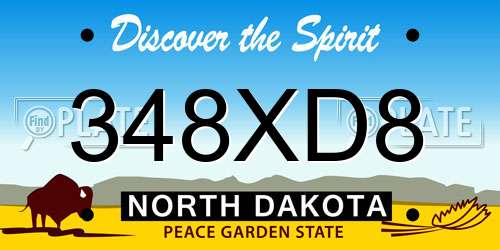 348XD8 North Dakota License Plate