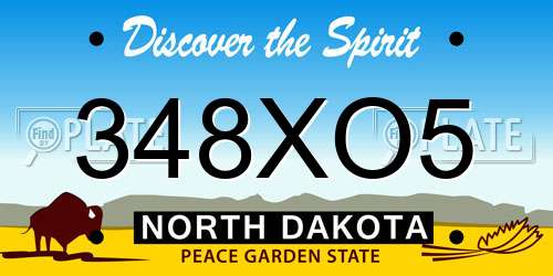 348XO5 North Dakota License Plate