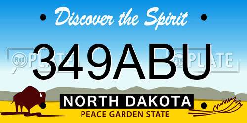 349ABU North Dakota License Plate