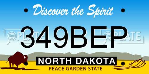 349BEP North Dakota License Plate