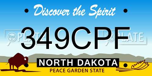 349CPF North Dakota License Plate