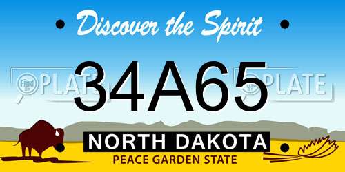 34A65 North Dakota License Plate