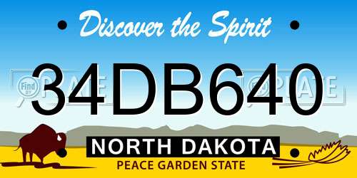 34DB640 North Dakota License Plate