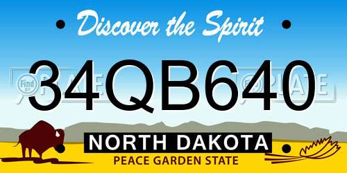 34QB640 North Dakota License Plate
