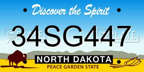 34SG447 North Dakota License Plate