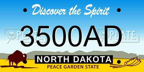 3500AD North Dakota License Plate