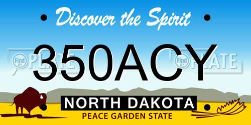 350ACY North Dakota License Plate