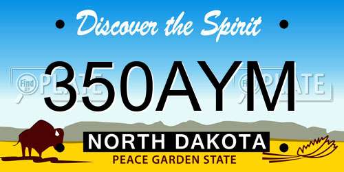 350AYM North Dakota License Plate