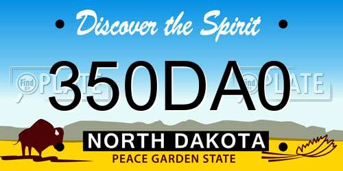 350DA0 North Dakota License Plate