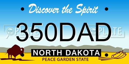 350DAD North Dakota License Plate