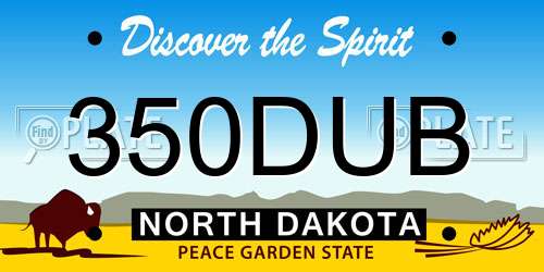 350DUB North Dakota License Plate