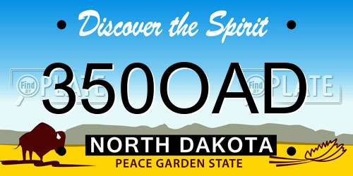 350OAD North Dakota License Plate
