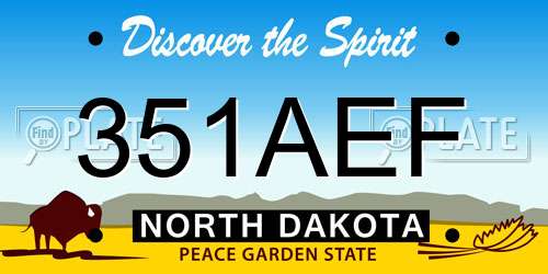 351AEF North Dakota License Plate